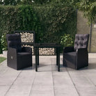 Trendy tuinstoelset met gemakkelijke stoelen en ruime afmetingen - Zwart / 80 cm tafellengte - Tuinsets