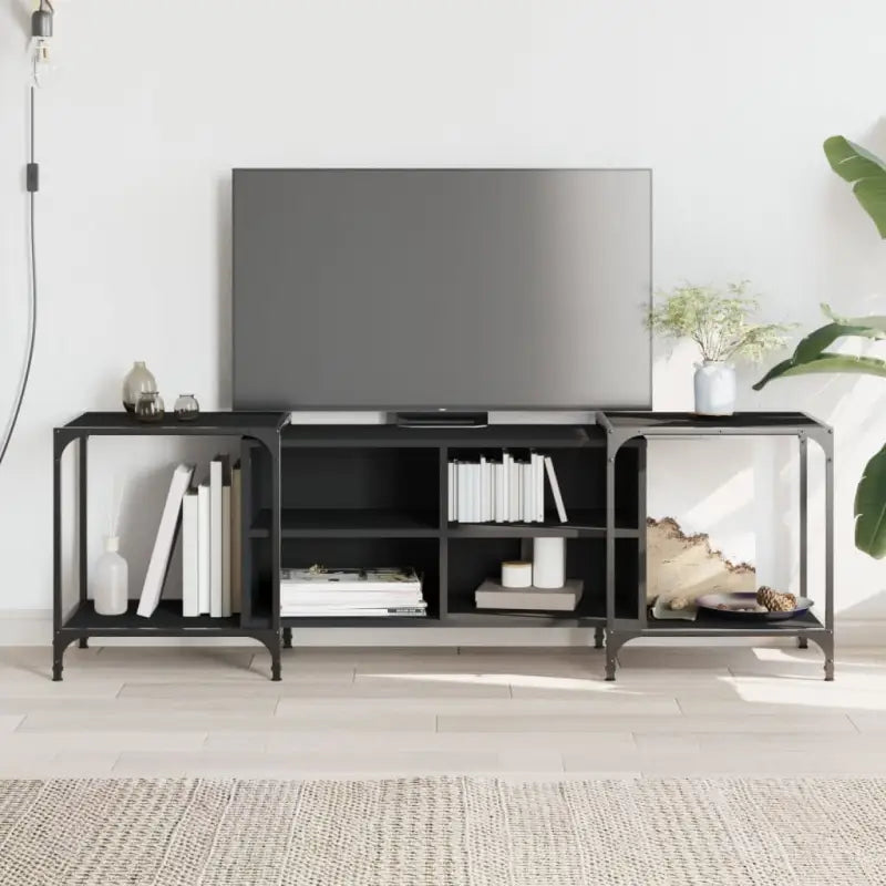 Trendy Tv-meubel met bewerkt hout en metalen frame - Zwart / 1 / 153 cm - Tv-meubels