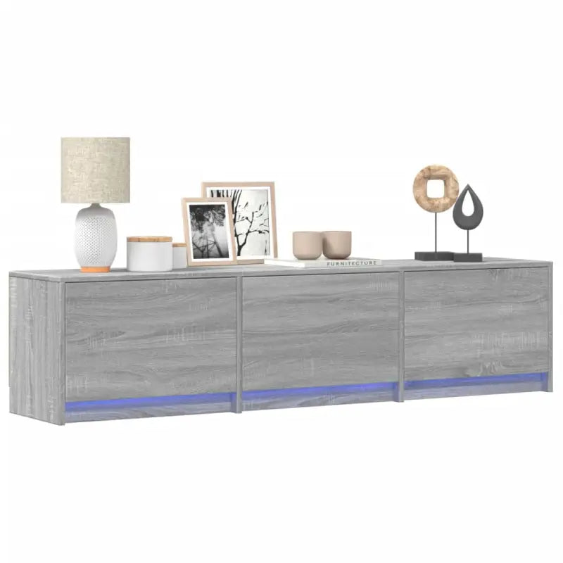 Trendy TV-meubel met LED-verlichting in grijs Sonoma eiken stijl - Tv-meubels
