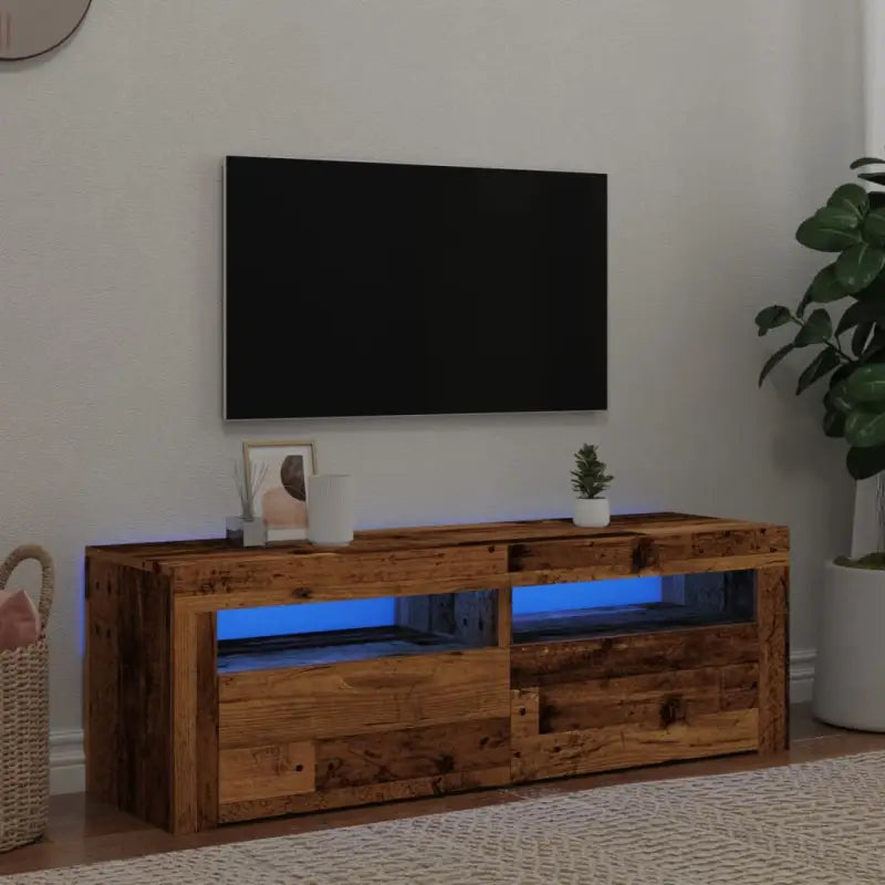 Trendy tv-meubel met rgb led-verlichting en stevige constructie - Oud hout / 1 - Tv-meubels