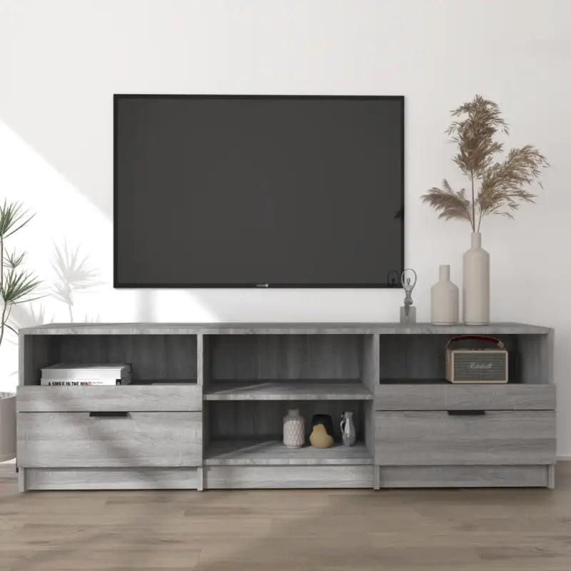 Trendy tv-meubel met stevig blad en bewerkt hout voor modern interieur - Grijs sonoma / 1 - Tv-meubels