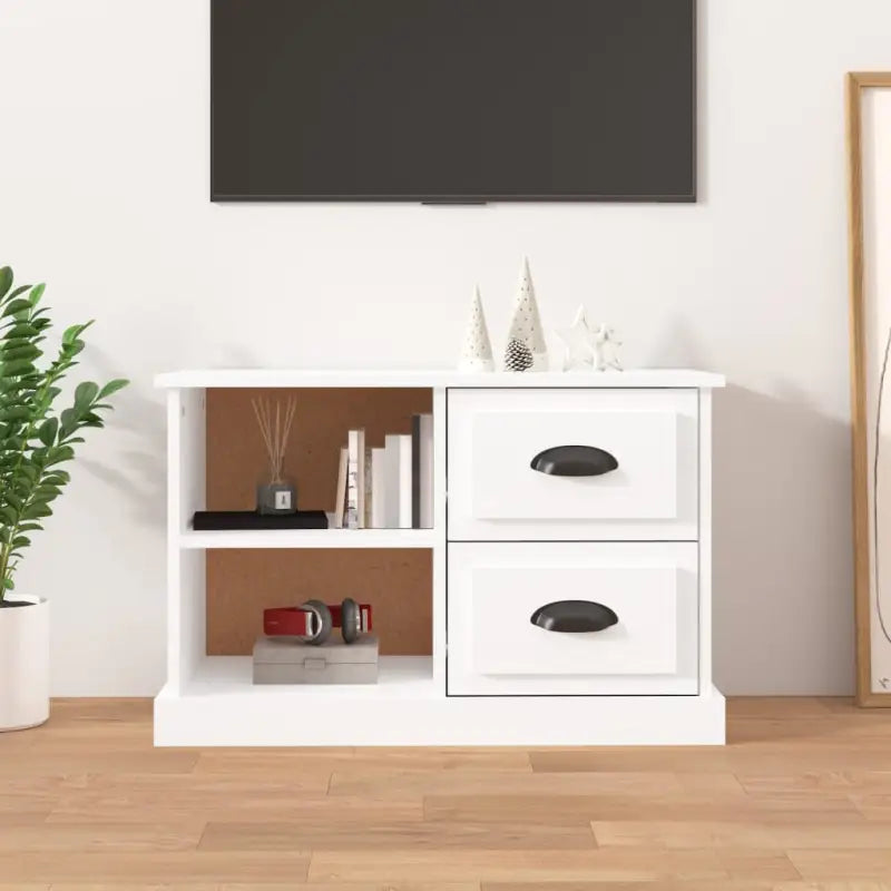 Trendy tv-meubel van bewerkt hout met strak en duurzaam design - Hoogglans wit / 1 / 73 cm - Tv-meubels