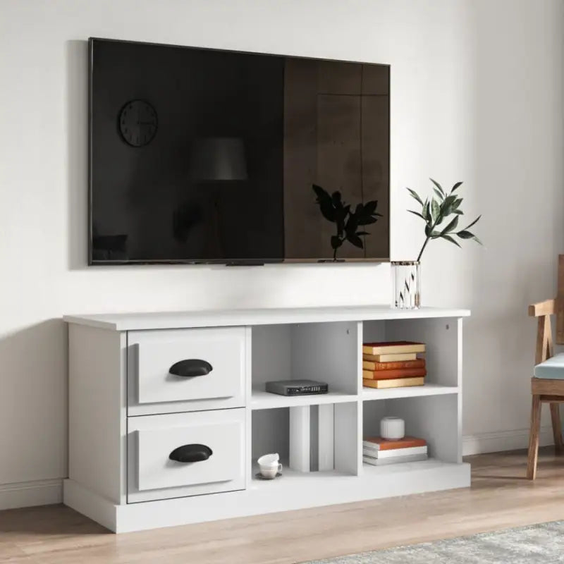 Trendy tv-meubel van bewerkt hout met strak en duurzaam design - Wit / 1 / 102 cm - Tv-meubels