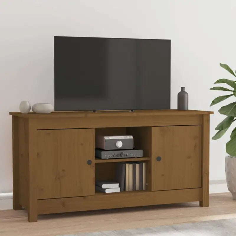 Trendy tv-meubel van massief grenenhout voor een stijlvolle woonkamer - Honingbruin / 1 - Tv-meubels