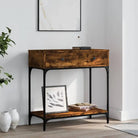 Trendy wandtafel van bewerkt hout voor elegante interieuraccenten - Gerookt eiken / 1 / 75 cm - Bijzettafels