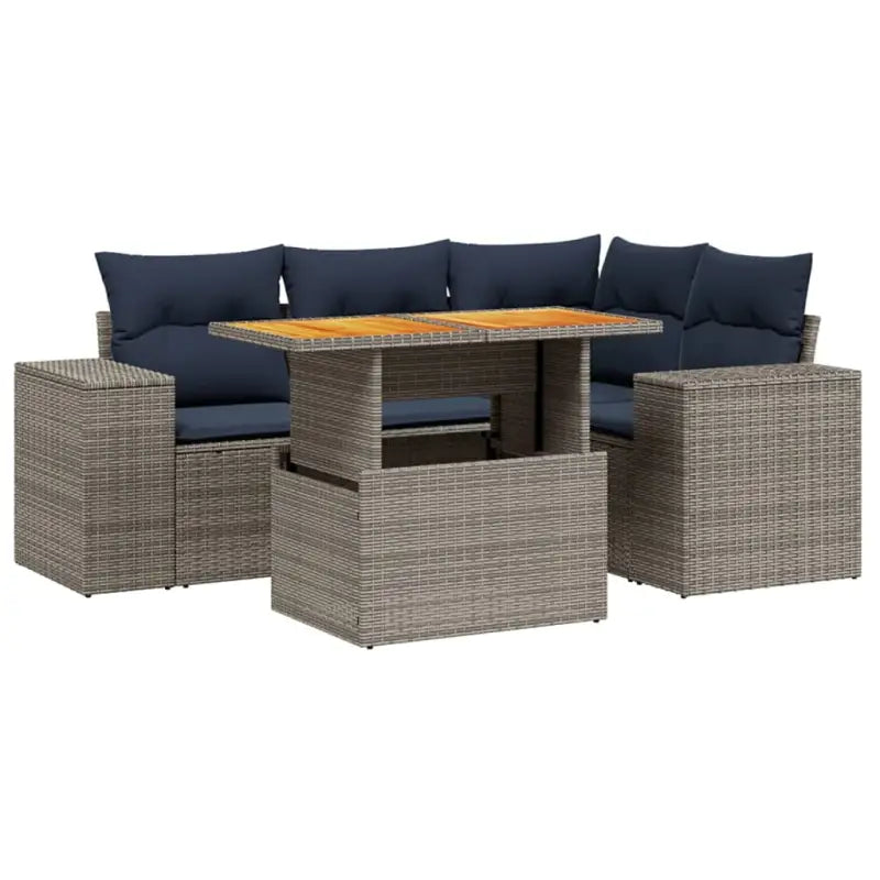 Tuinaanbouw loungeset van grijs materiaal en gepoedercoat staal - Tuinsets