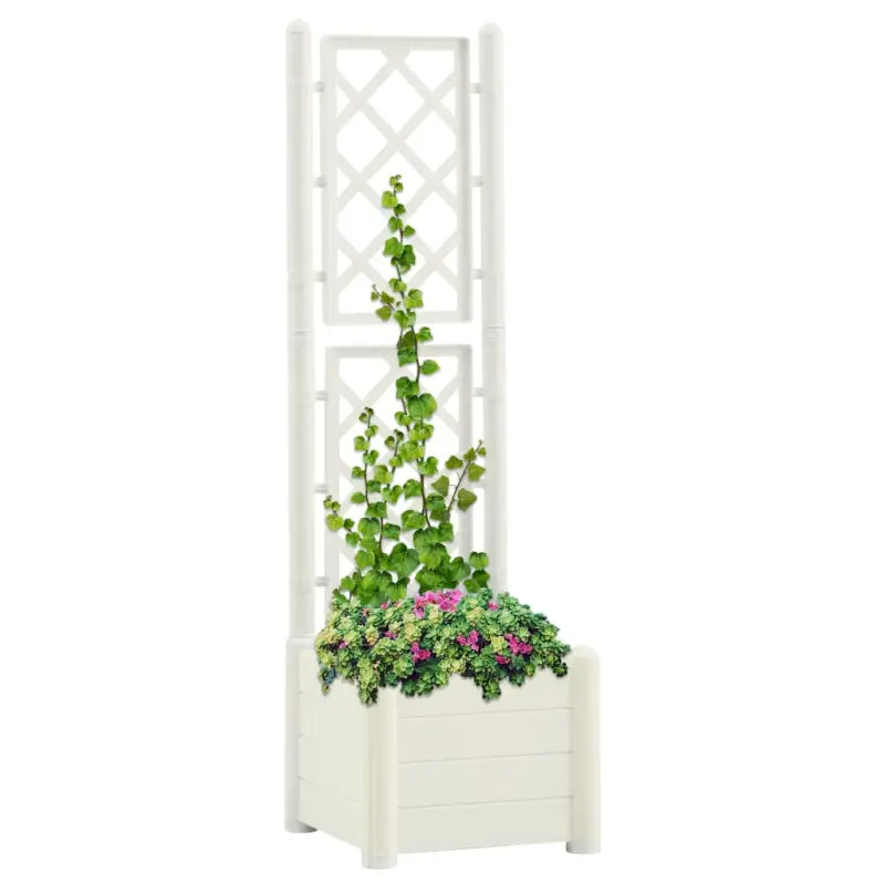 Tuinbak met trellis voor planten buitengebruik - Wit / 43 x 43 x 142 cm / 1 - Bloempotten & plantenbakken