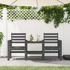 Tuinbank met geïntegreerde tafel van massief grenenhout - Grijs grenenhout / 1 - Tuinbanken