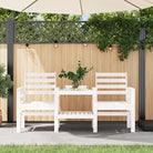 Tuinbank met geïntegreerde tafel van massief grenenhout - Wit grenenhout / 1 - Tuinbanken