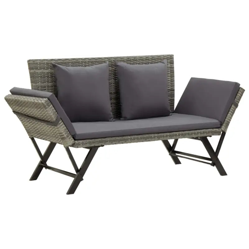 Tuinbank met weerbestendig PE rattan en gepoedercoat stalen frame - Grijs / 1 - Tuinbanken