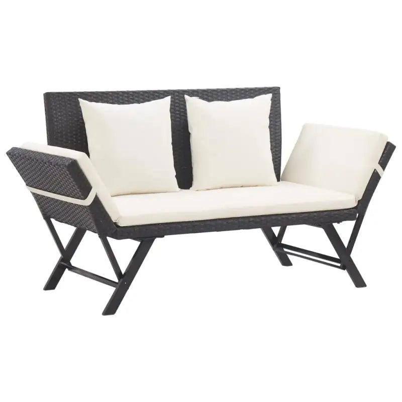 Tuinbank met weerbestendig PE rattan en gepoedercoat stalen frame - Zwart en wit / 1 - Tuinbanken