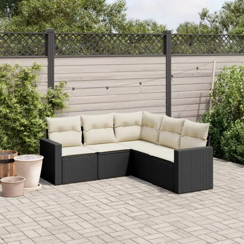 Tuinbank van gepoedercoat staal met beige materiaal voor buitenplezier - Zwart en crème / Zonder tafel - Tuinsets