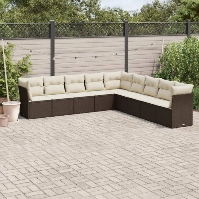 Tuinbank van Poly Rattan met comfortabele zitervaring en gepoedercoat staal - Bruin en crème / Zonder tafel - Tuinsets