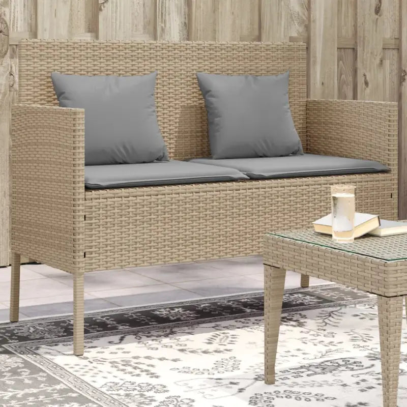 Tuinbank van poly rattan met waterdichte zak voor andere spullen - Beige en grijs / 1 - Tuinbanken