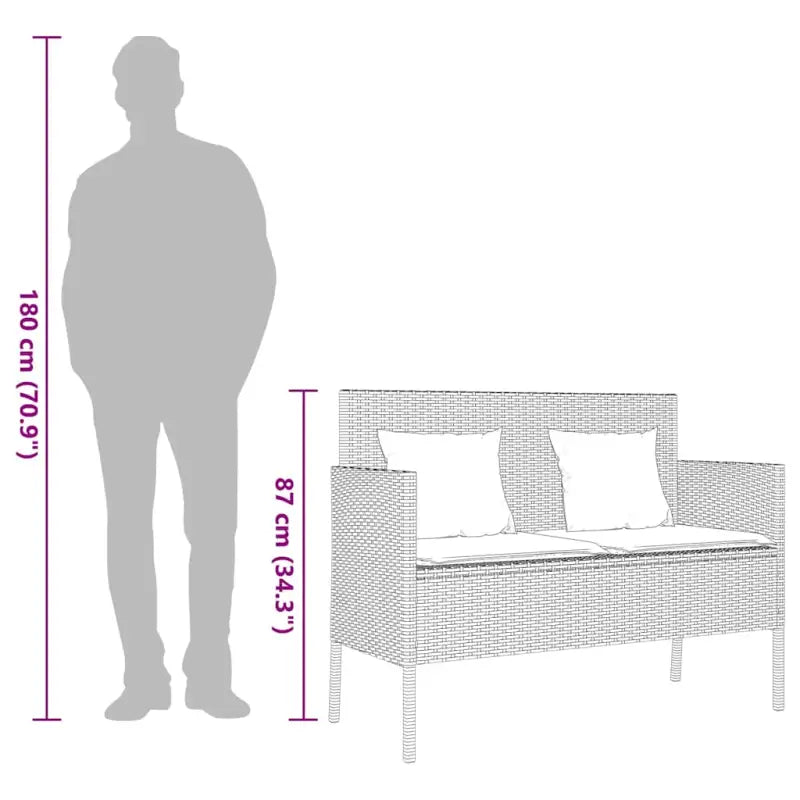 Tuinbank van poly rattan met waterdichte zak voor andere spullen - Tuinbanken