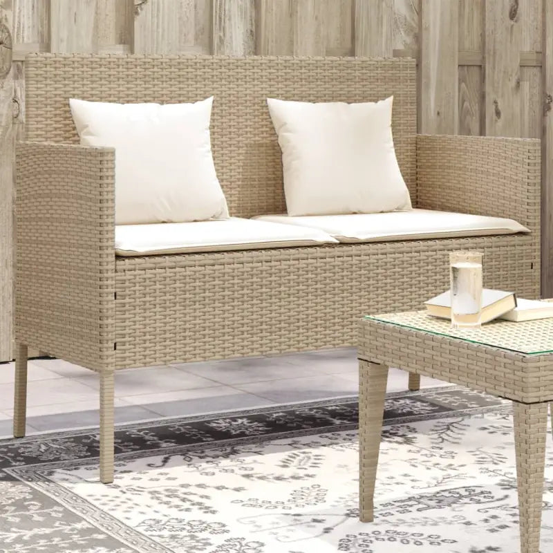 Tuinbank van poly rattan met waterdichte zak voor andere spullen - beige en crèmekleurig / 1 - Tuinbanken