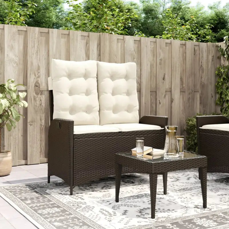 Tuinbank van poly rattan voor een comfortabele zitervaring - Bruin en crème / 104 x 59 x 93 cm / 1 - Tuinbanken