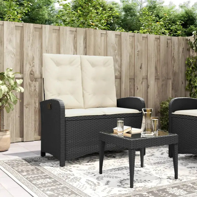 Tuinbank van poly rattan voor een comfortabele zitervaring - Zwart en crème / 105 x 59 x 93 cm / 1 - Tuinbanken