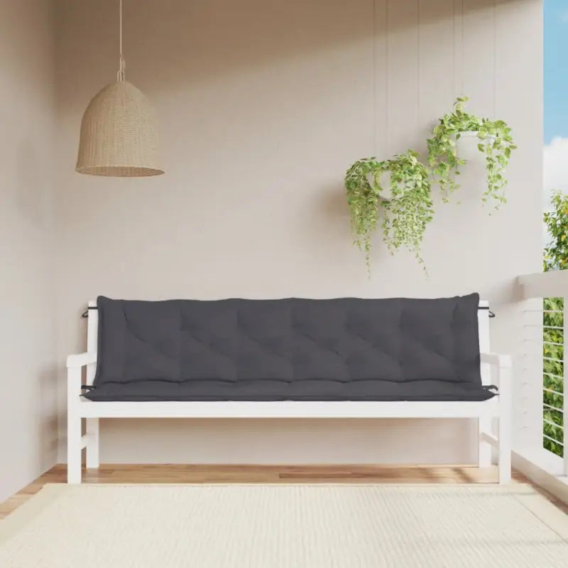 Tuinbankkussens van oxford stof voor een frisse uitstraling - Antraciet / 200 x 50 x 7 cm / 2 - Stoelkussens