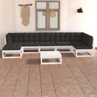 Tuinhaardset met massief grenenhout en comfortabele rug- en zijkussens - Wit / Ja - Tuinsets