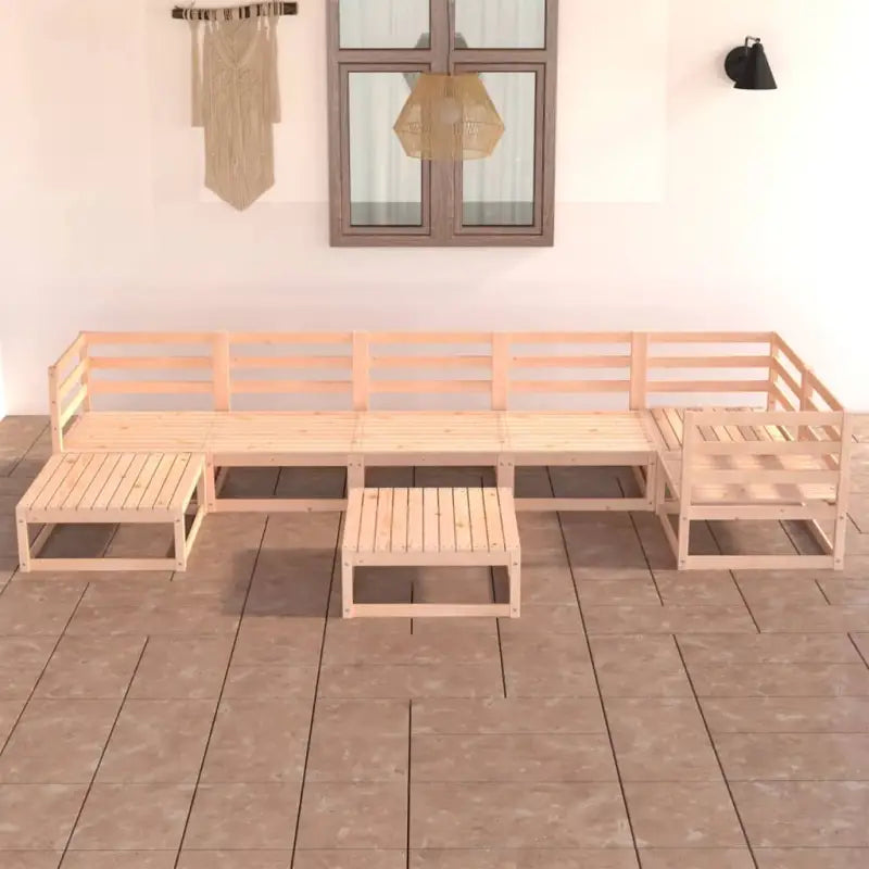 Tuinhaardset met massief grenenhout en comfortabele rug- en zijkussens - Naturel / Nee - Tuinsets
