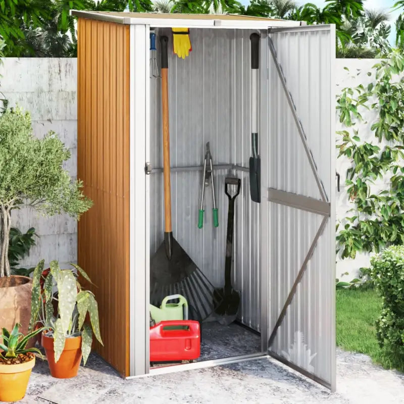 Tuinhuis van gegalvaniseerd staal met afsluitbare deur voor extra bescherming - Bruin / 1 - Tuinhuizen