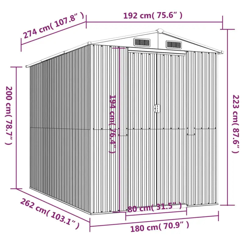 Tuinhuizen van gegalvaniseerd staal met praktische ventilatieopening - Tuinhuizen