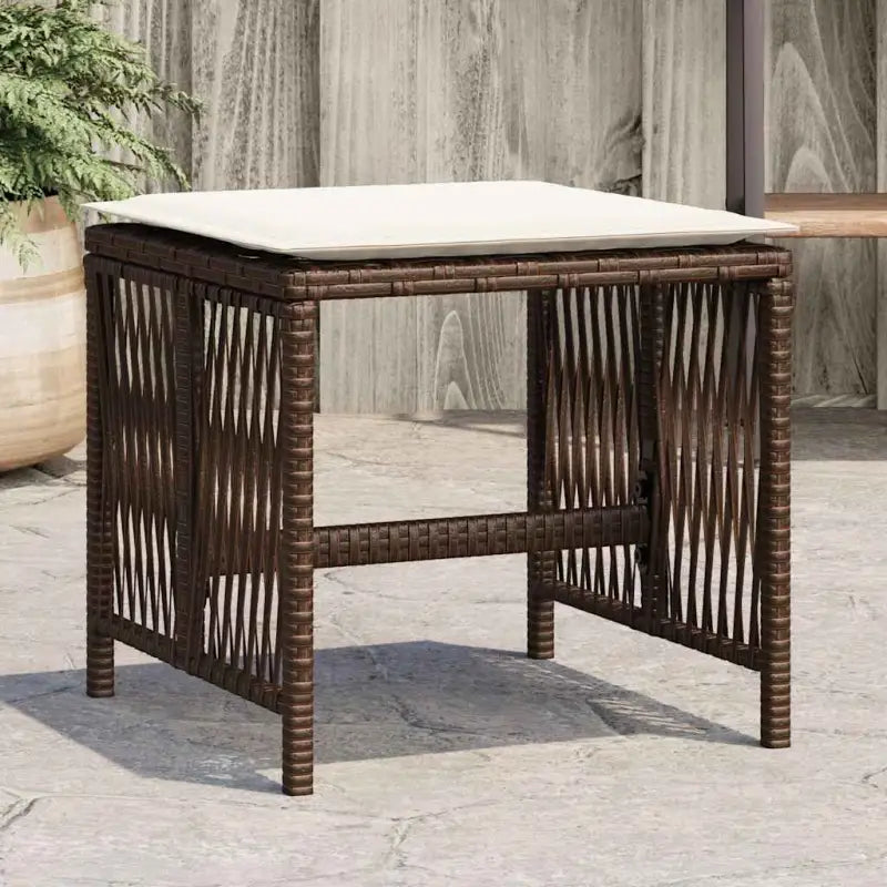 Tuinkrukken met poly rattan voor een comfortabele zitervaring - Bruin en crème / 4 - Tuinpoefs