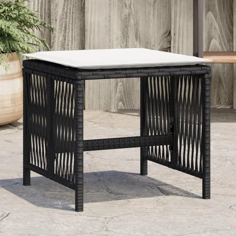 Tuinkrukken met poly rattan voor een comfortabele zitervaring - Zwart en crème / 4 - Tuinpoefs