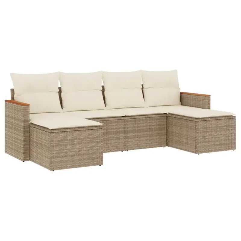 Tuinkussen loungeset van gepoedercoat staal met beige materiaal - Tuinsets