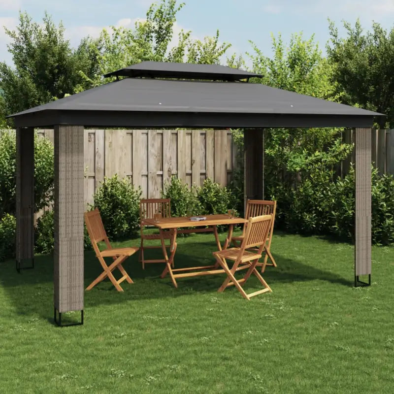 Tuinpaviljoen voor sterke wind en langdurig buitengebruik - Antraciet / 3.94 x 2.96 m / 1 - Partytenten & prieëlen