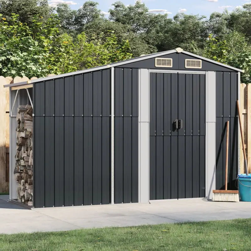 Tuinschuur van gegalvaniseerd staal voor extra opbergruimte en bescherming - Antraciet / 277 x 107 x 179 cm / 1