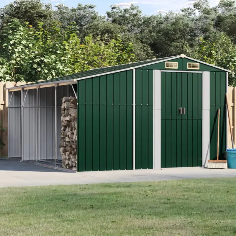Tuinschuur van gegalvaniseerd staal voor extra opbergruimte en bescherming - Groen / 277 x 365.5 x 179 cm / 1