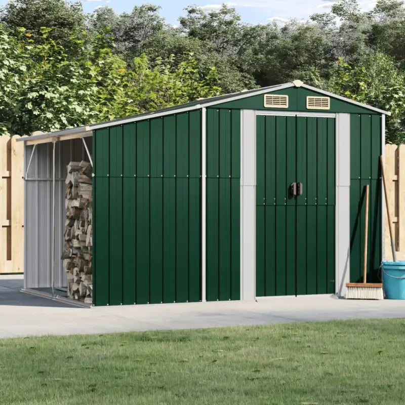 Tuinschuur van gegalvaniseerd staal voor extra opbergruimte en bescherming - Groen / 277 x 192.5 x 179 cm / 1