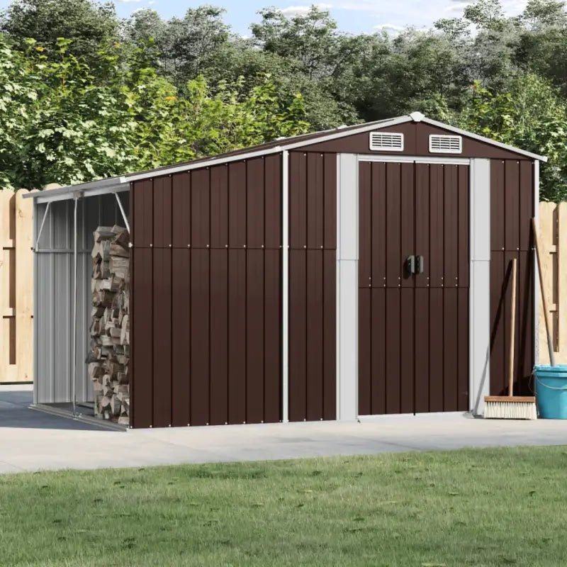 Tuinschuur van gegalvaniseerd staal voor extra opbergruimte en bescherming - Bruin / 277 x 192.5 x 179 cm / 1