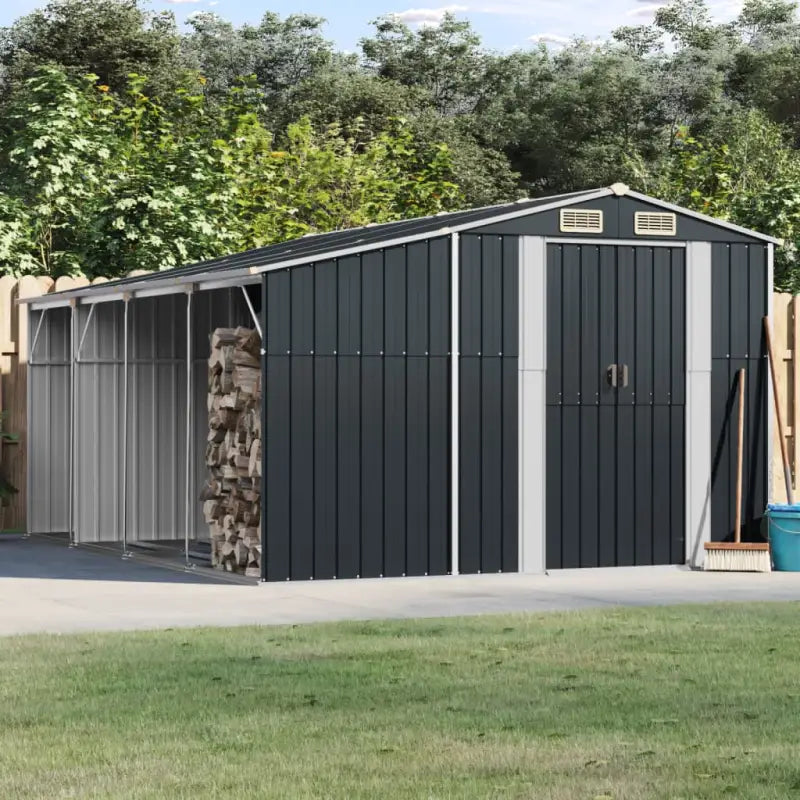 Tuinschuur van gegalvaniseerd staal voor extra opbergruimte en bescherming - Antraciet / 277 x 365.5 x 179 cm / 1