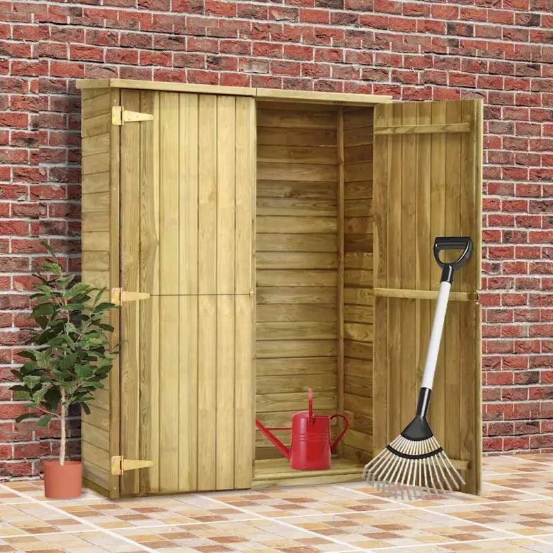 Tuinschuur van geïmpregneerd grenenhout met dubbele deur en ruime opbergruimte - Tuinhuizen