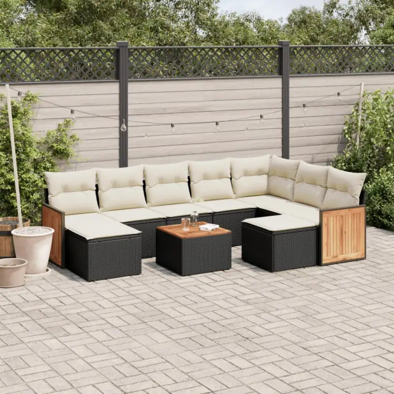 Tuinset in beige материала met gepoedercoat staal en afmetingen - Zwart en crème / Met tafel - Tuinsets