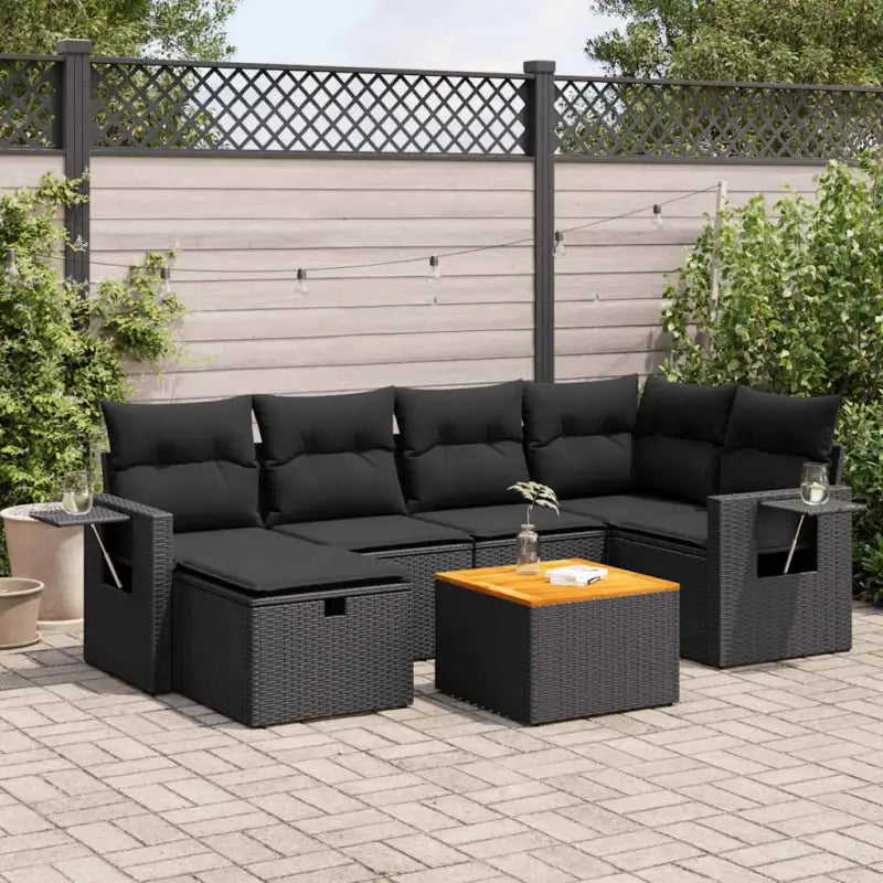 Tuinset in gemengd beige materiaal voor comfortabele buitenruimte - Zwart / met opbergruimte - Tuinsets