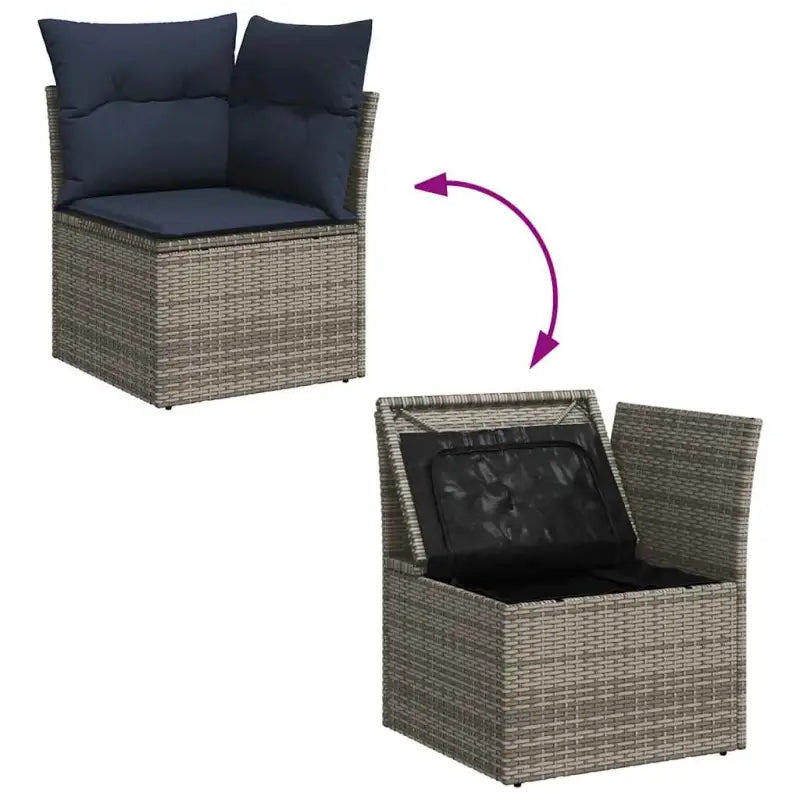 Tuinset in grijs materiaal met gepoedercoat staal en afmetingen - Tuinsets