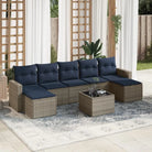 Tuinset in zwart materiaal met gepoedercoat staal en perfecte afmetingen - Beige en grijs / Met tafel - Tuinsets