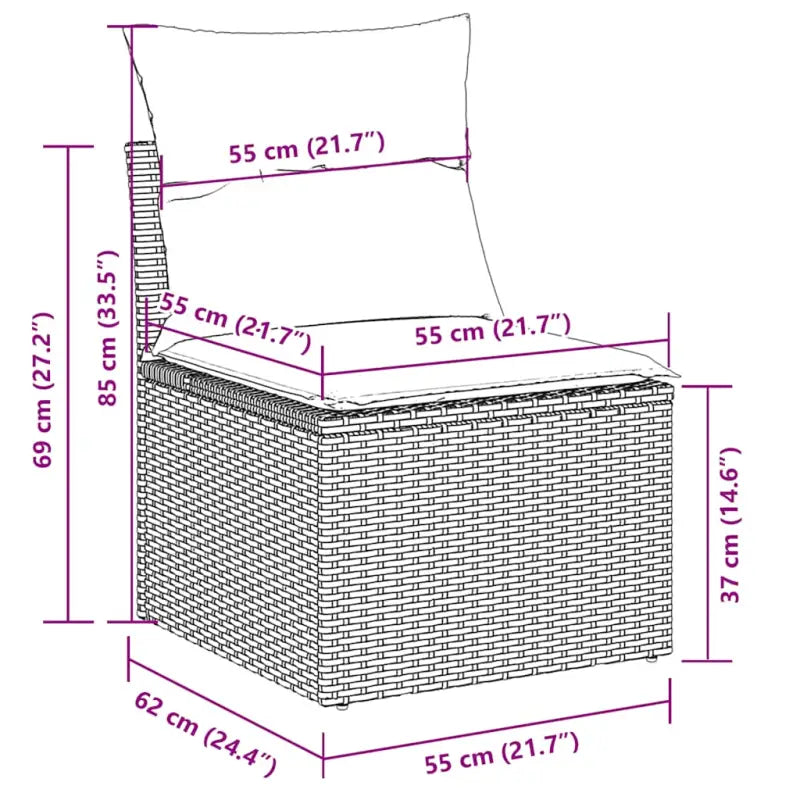 Tuinset met beige materiaal en gepoedercoat staal afmetingen - Tuinsets