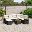 Tuinset met beige materiaal en gepoedercoat staal afmetingen - Zwart en crème / 3x hoek + 3x midden + voetensteun