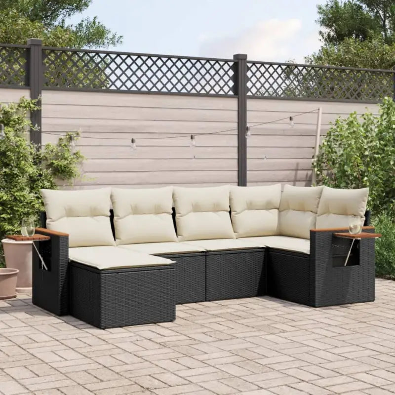 Tuinset met beige materiaal en gepoedercoat staal afmetingen - Zwart en crème / Zonder tafel - Tuinsets