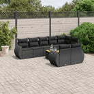Tuinset met beige materiaal en gepoedercoat staal afmetingen - Zwart / hoek + Tafel + 3x midden - Tuinsets