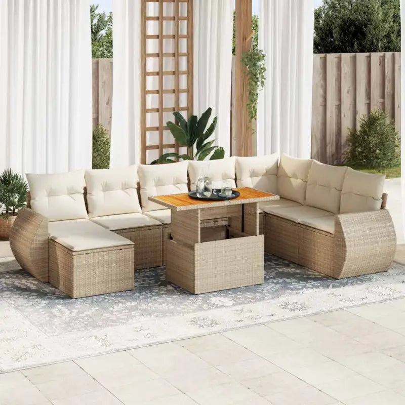 Tuinset met beige materiaal en gepoedercoat staal comfortabele loungeplek - beige en crèmekleurig / met opbergruimte