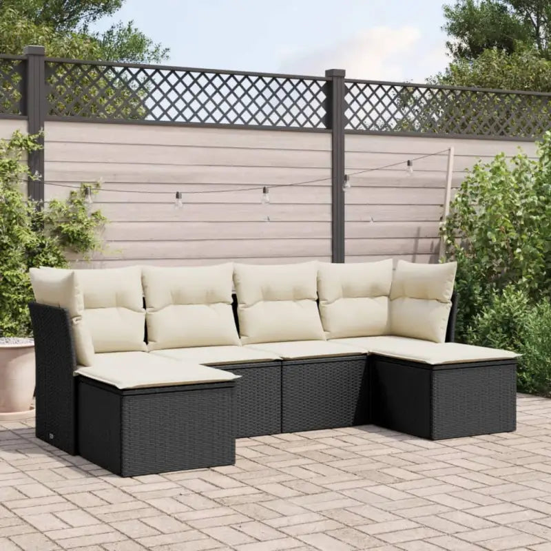 Tuinset met beige materiaal en gepoedercoat staal voor buitengebruik - Zwart en crème / Met tafel - Tuinsets