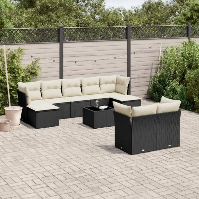 Tuinset met beige materiaal en gepoedercoat staal voor buitenplezier - Zwart en crème / Met tafel - Tuinsets