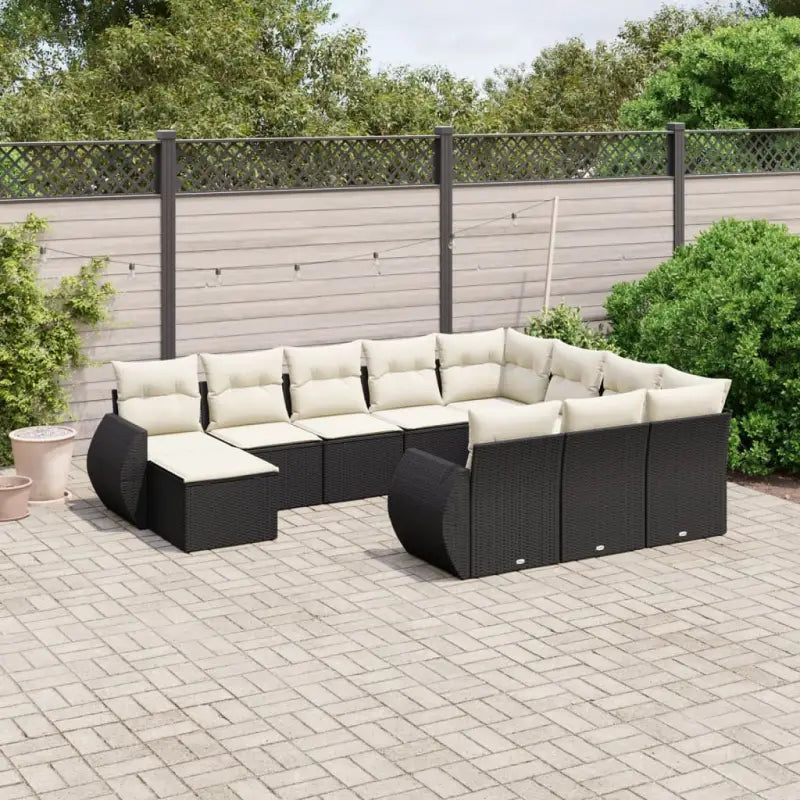 Tuinset met beige materiaal en gepoedercoat staal voor comfortabel outdoor genieten - Zwart en crème / 6x midden