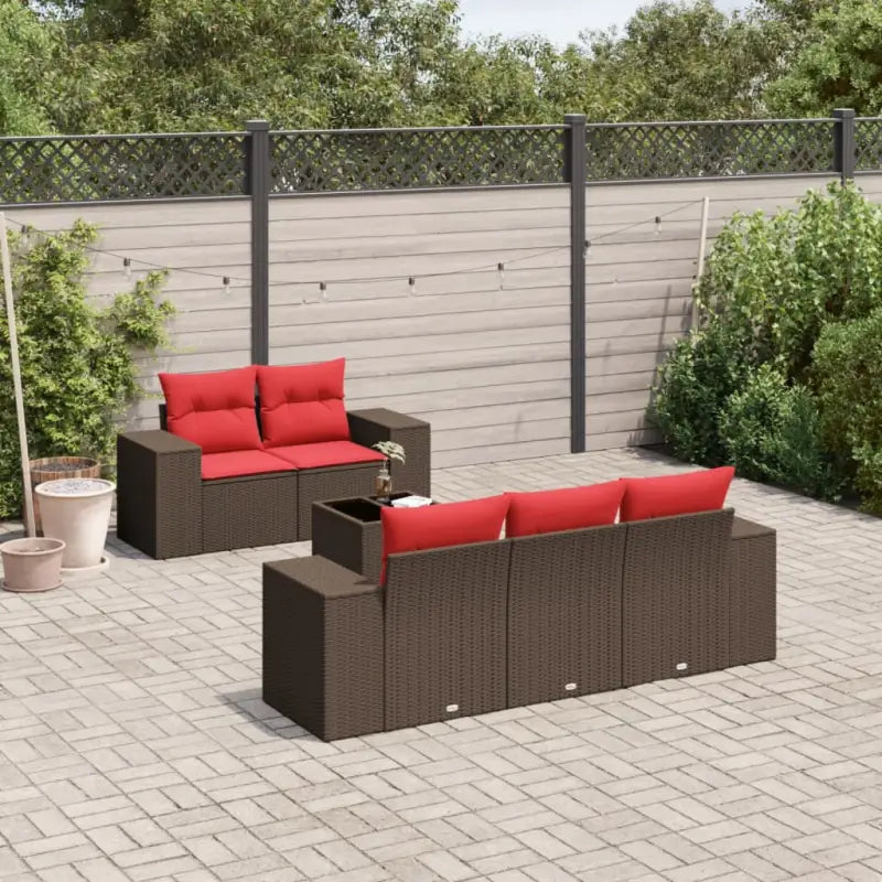 Tuinset met bruin materiaal en gepoedercoat staal afmetingen - Bruin en rood - Tuinsets
